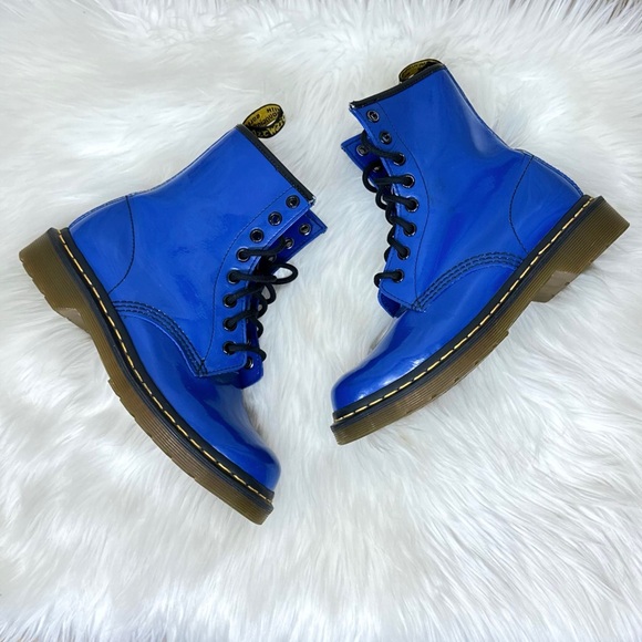 Dr. Martens Patent Leather 1460 Colbalt Blue Boots [S3121] - Picture 3 of 10